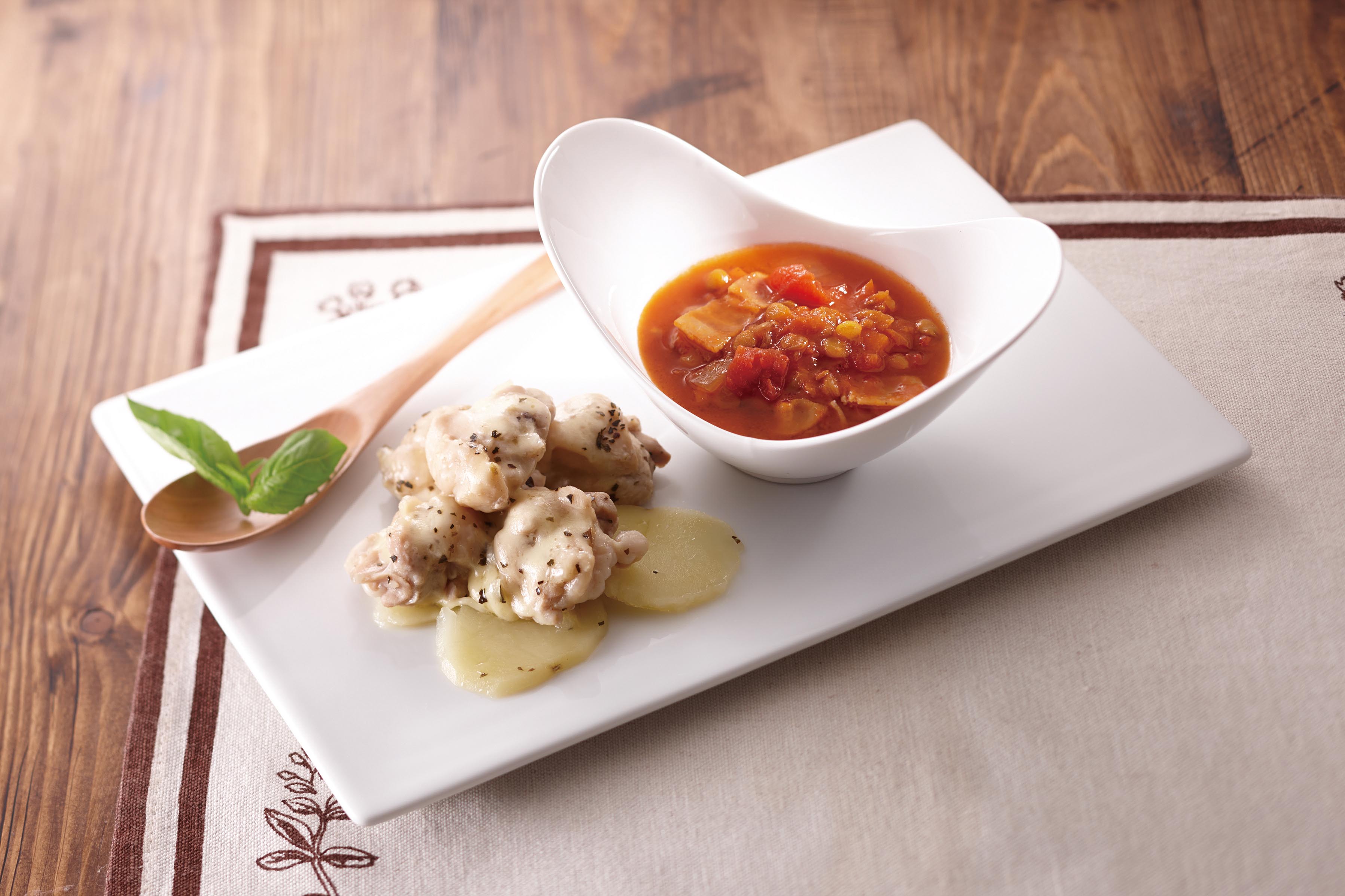 Minestrone Soup + Basil Chicken