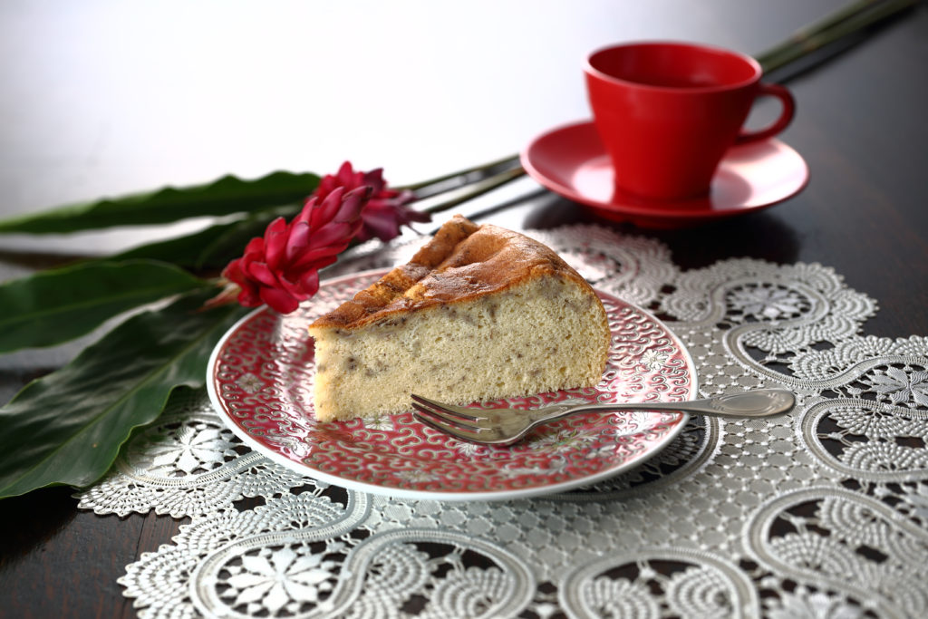 Slice of rice cooker banana cake