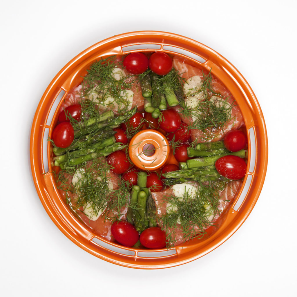 Tiger Tacook plate with salmon and tomatoes