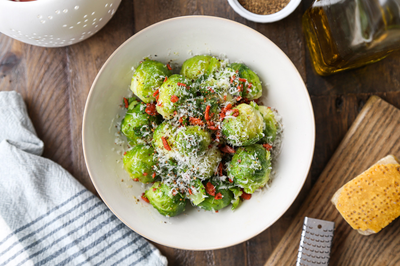 Bacon and Cheese Rice Cooker Brussels Sprouts